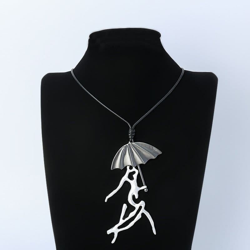 image-Long Chain Sweater Necklace Two-Color Retro Pendant