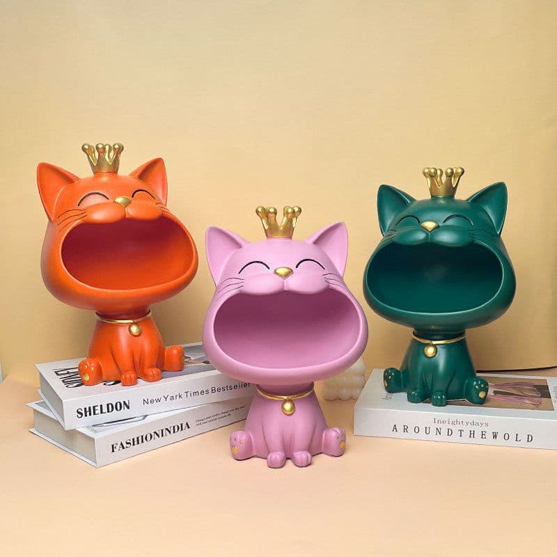 image-Big Mouth Cat Key Storage Ornament - Resin