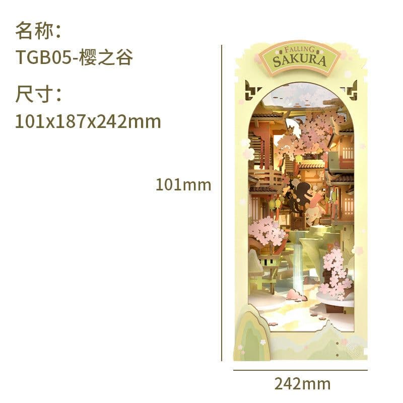 image-Ruotai Ruolai diy cabin cherry blossom tram creative three-dimensional bookend wooden puzzle ornaments gift for best friends