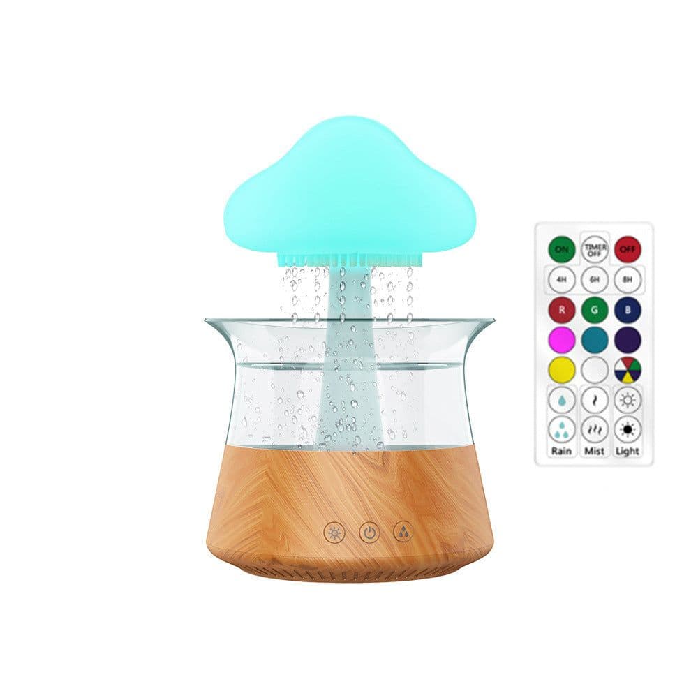 image-Mushroom Cloud Humidifier Household Heavy Fog Volume Capacity Household Bedroom Lamp Rain Drops Cross-Border Wood Grain Essential Oil Aromatherapy Machine