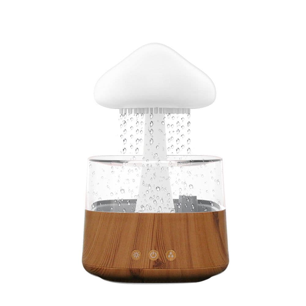 image-Mushroom Cloud Humidifier Household Heavy Fog Volume Capacity Household Bedroom Lamp Rain Drops Cross-Border Wood Grain Essential Oil Aromatherapy Machine