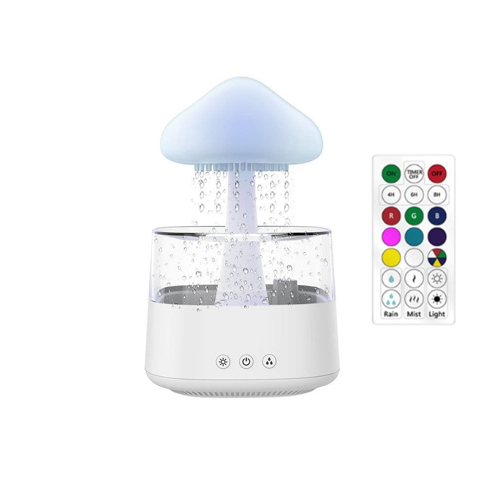image-Mushroom Cloud Humidifier Household Heavy Fog Volume Capacity Household Bedroom Lamp Rain Drops Cross-Border Wood Grain Essential Oil Aromatherapy Machine