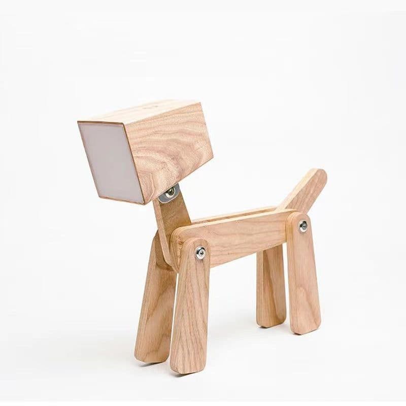 image-Dog Shape Wooden Desk Lamp