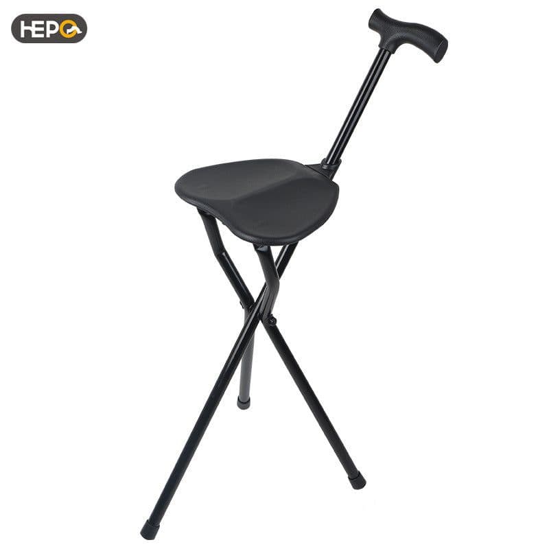 image-Three-Legged Crutch Stool Aluminum Foldable Black