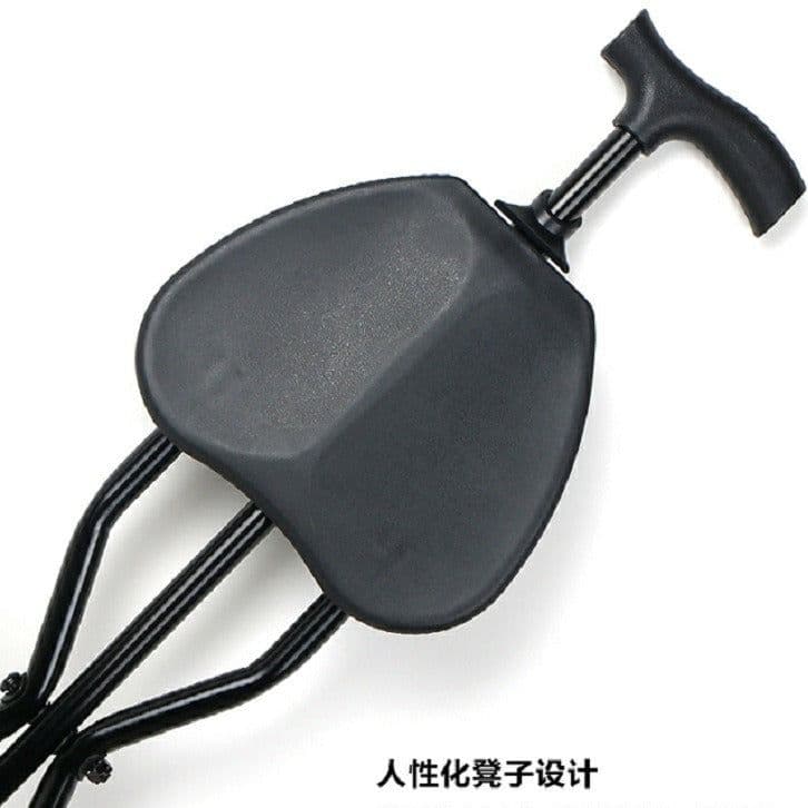 image-Three-Legged Crutch Stool Aluminum Foldable Black