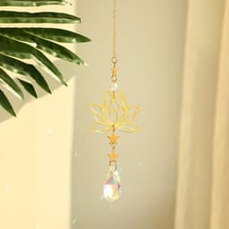 image-1pc Golden Lotus Crystal Pendant Sunshine Catcher