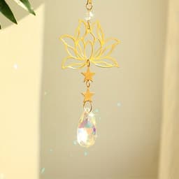 image-1pc Golden Lotus Crystal Pendant Sunshine Catcher