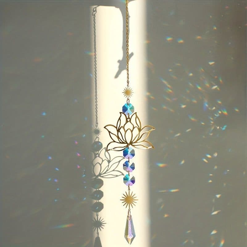 image-1pc Golden Lotus Crystal Pendant Sunshine Catcher