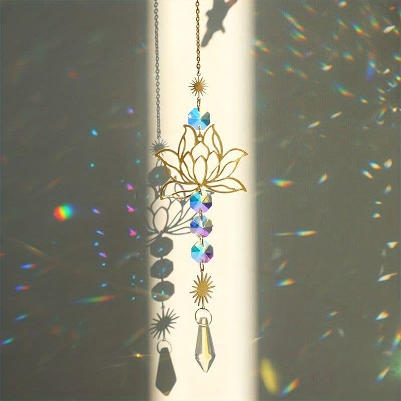 image-1pc Golden Lotus Crystal Pendant Sunshine Catcher