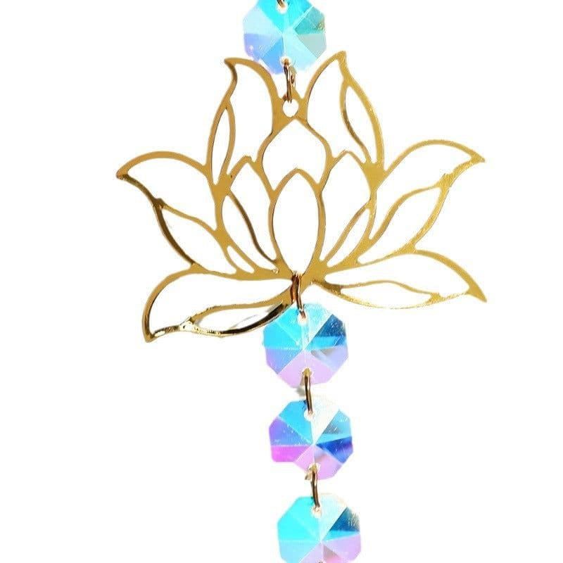 image-1pc Golden Lotus Crystal Pendant Sunshine Catcher