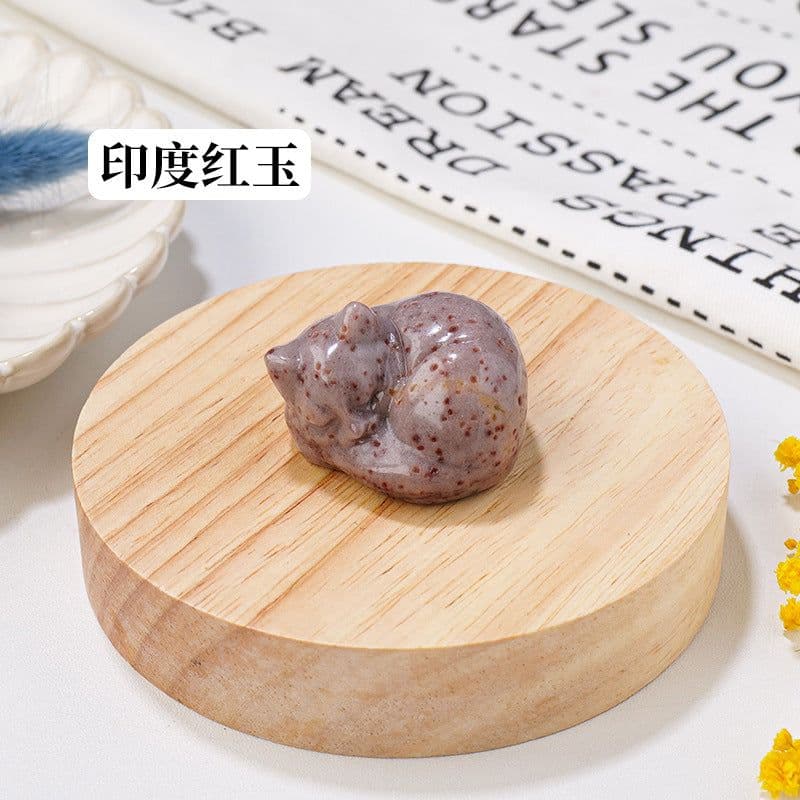 image-Natural crystal napping cat ornaments, crystal raw stones, semi-precious stones, carved mineral specimens, home decoration ornaments wholesale