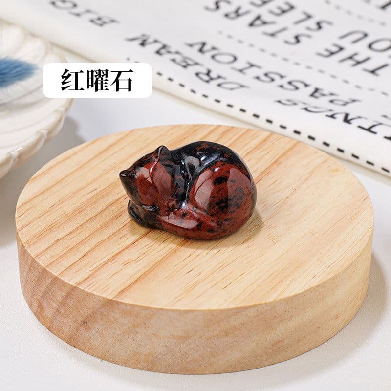 image-Natural crystal napping cat ornaments, crystal raw stones, semi-precious stones, carved mineral specimens, home decoration ornaments wholesale
