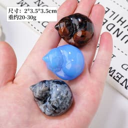 image-Natural crystal napping cat ornaments, crystal raw stones, semi-precious stones, carved mineral specimens, home decoration ornaments wholesale