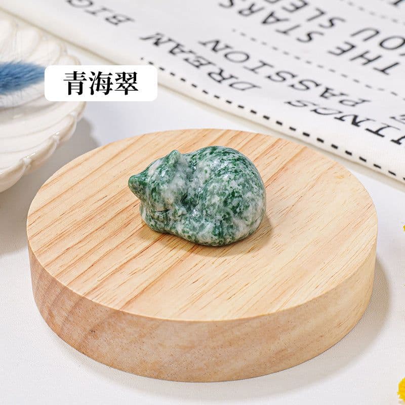 image-Natural crystal napping cat ornaments, crystal raw stones, semi-precious stones, carved mineral specimens, home decoration ornaments wholesale