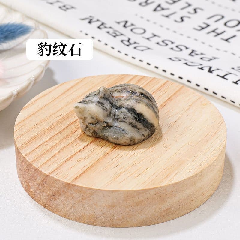 image-Natural crystal napping cat ornaments, crystal raw stones, semi-precious stones, carved mineral specimens, home decoration ornaments wholesale