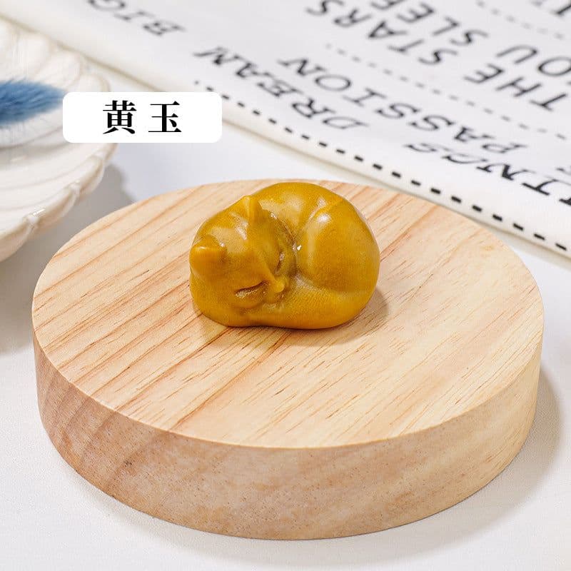 image-Natural crystal napping cat ornaments, crystal raw stones, semi-precious stones, carved mineral specimens, home decoration ornaments wholesale