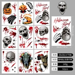 image-Halloween Window Sticker - Haunted House Pumpkin Ghost Bat