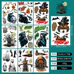 image-Halloween Window Sticker - Haunted House Pumpkin Ghost Bat