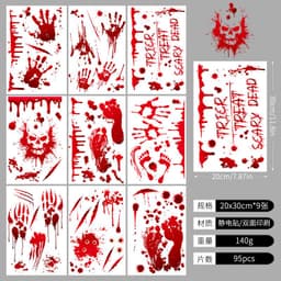 image-Halloween Window Sticker - Haunted House Pumpkin Ghost Bat