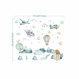image-Airplane Cloud Kindergarten Wall Stickers - 30x90cm