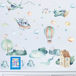 image-Airplane Cloud Kindergarten Wall Stickers - 30x90cm