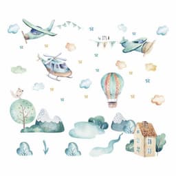 image-Airplane Cloud Kindergarten Wall Stickers - 30x90cm