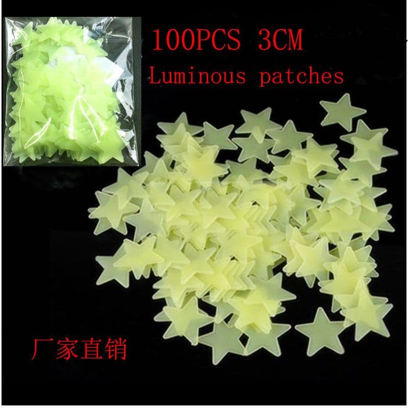 image-Luminous Star Wall Stickers 3CM - 100 Pack Fluorescent