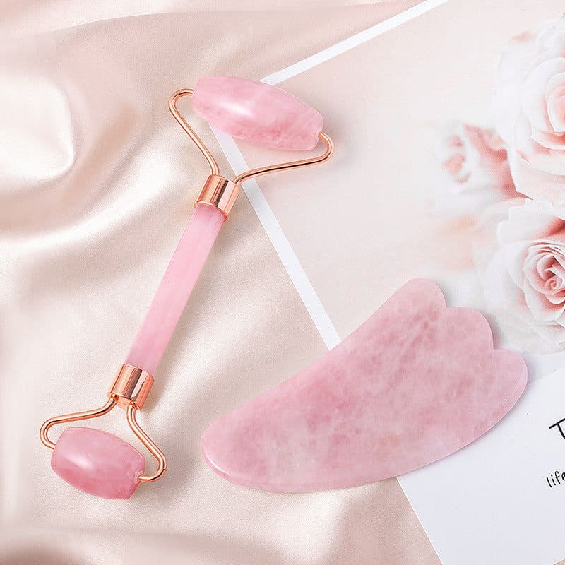 image-Dian Jue Pink Crystal Jade Roller Massage Set