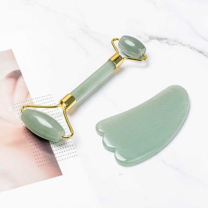 image-Dian Jue Pink Crystal Jade Roller Massage Set