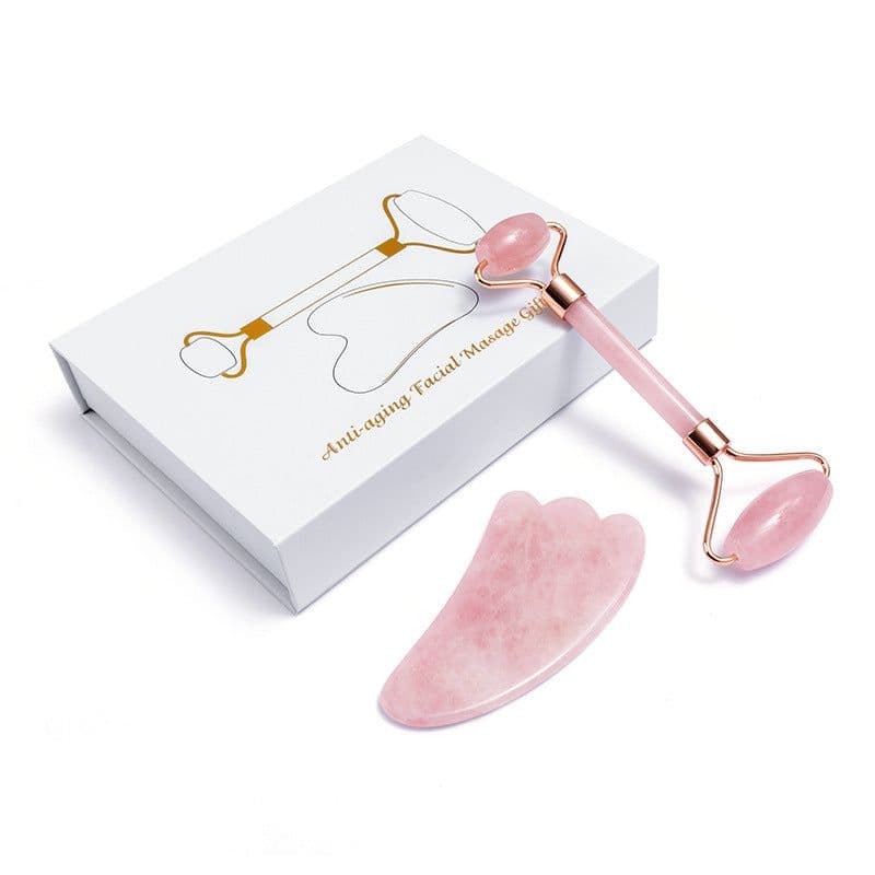 image-Dian Jue Pink Crystal Jade Roller Massage Set