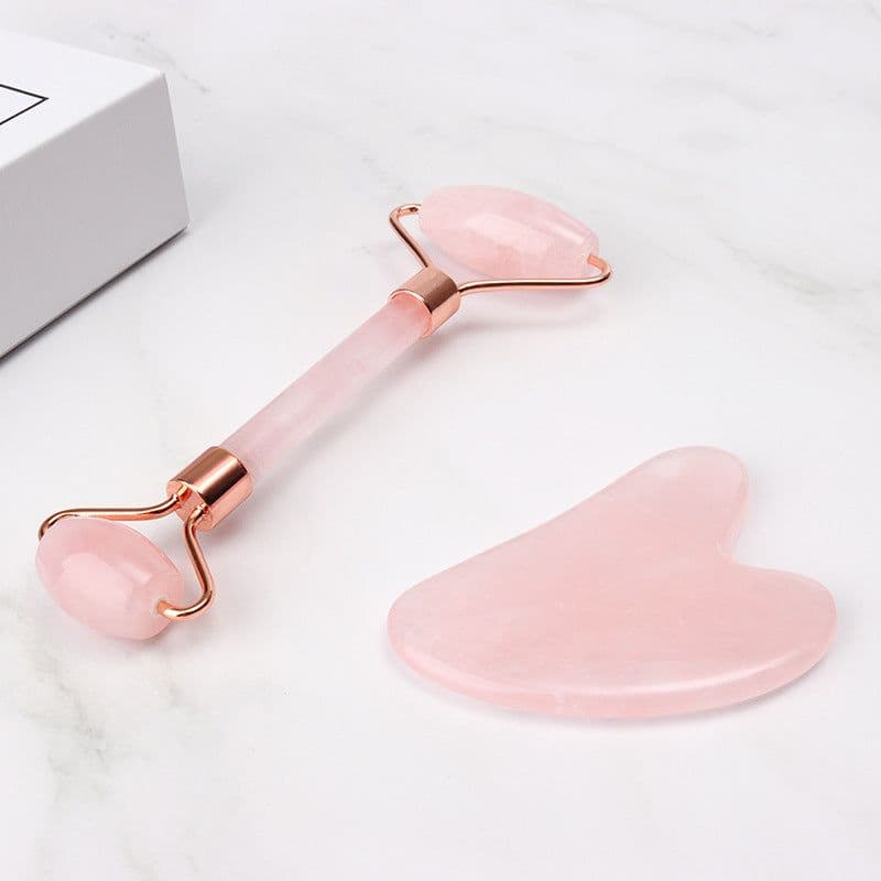 image-Dian Jue Pink Crystal Jade Roller Massage Set