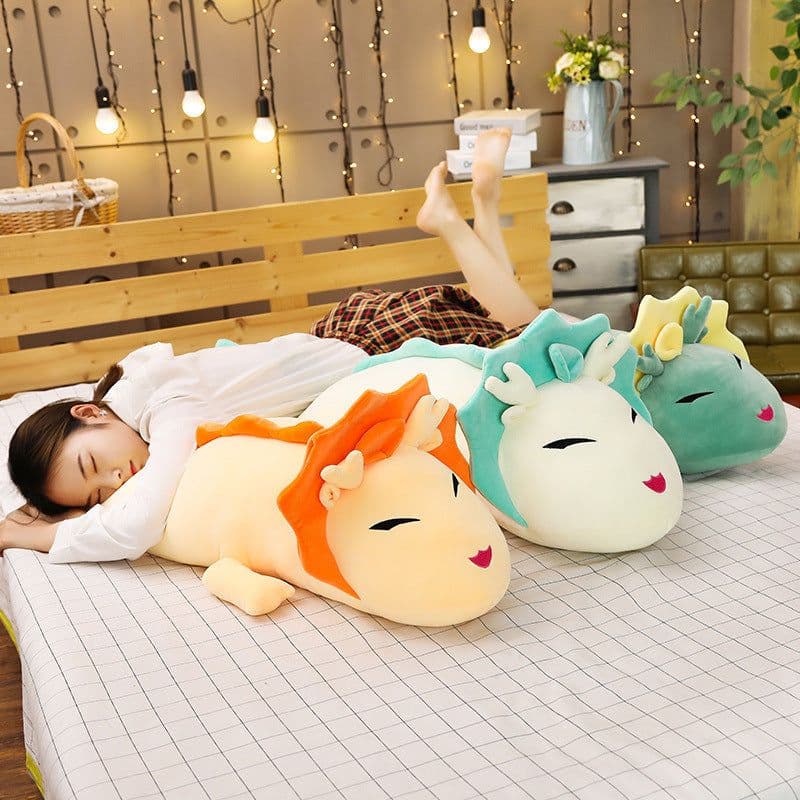 image-Down cotton soft white dragon horse boyfriend sleep with pregnant woman pillow white orange dinosaur wholesale