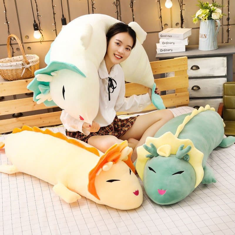 image-Down cotton soft white dragon horse boyfriend sleep with pregnant woman pillow white orange dinosaur wholesale