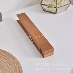 image-Wooden Clothes Drying Clip - Modern White