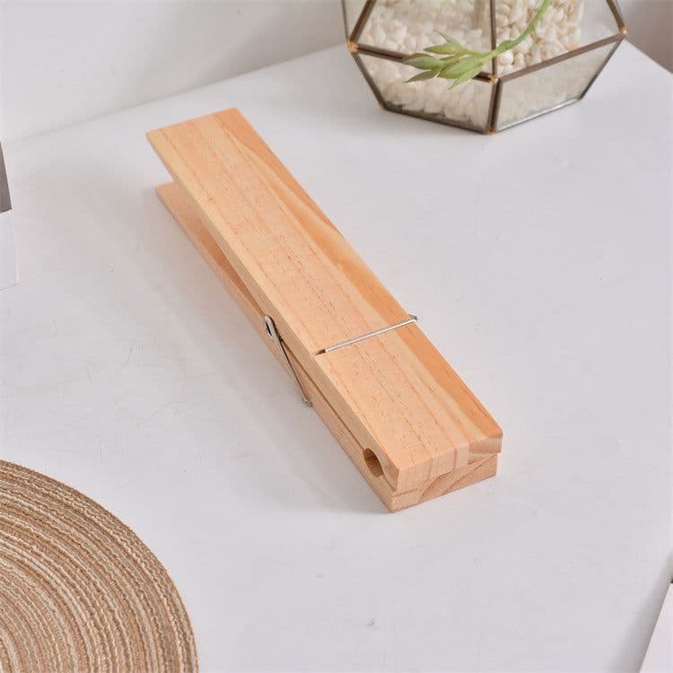 image-Wooden Clothes Drying Clip - Modern White