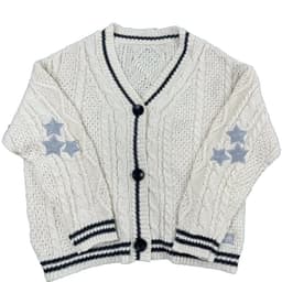 image-European and American clothing foreign trade autumn and winter AliExpress knitted embroidered cardigan temperament age-reducing loose casual sweater jacket