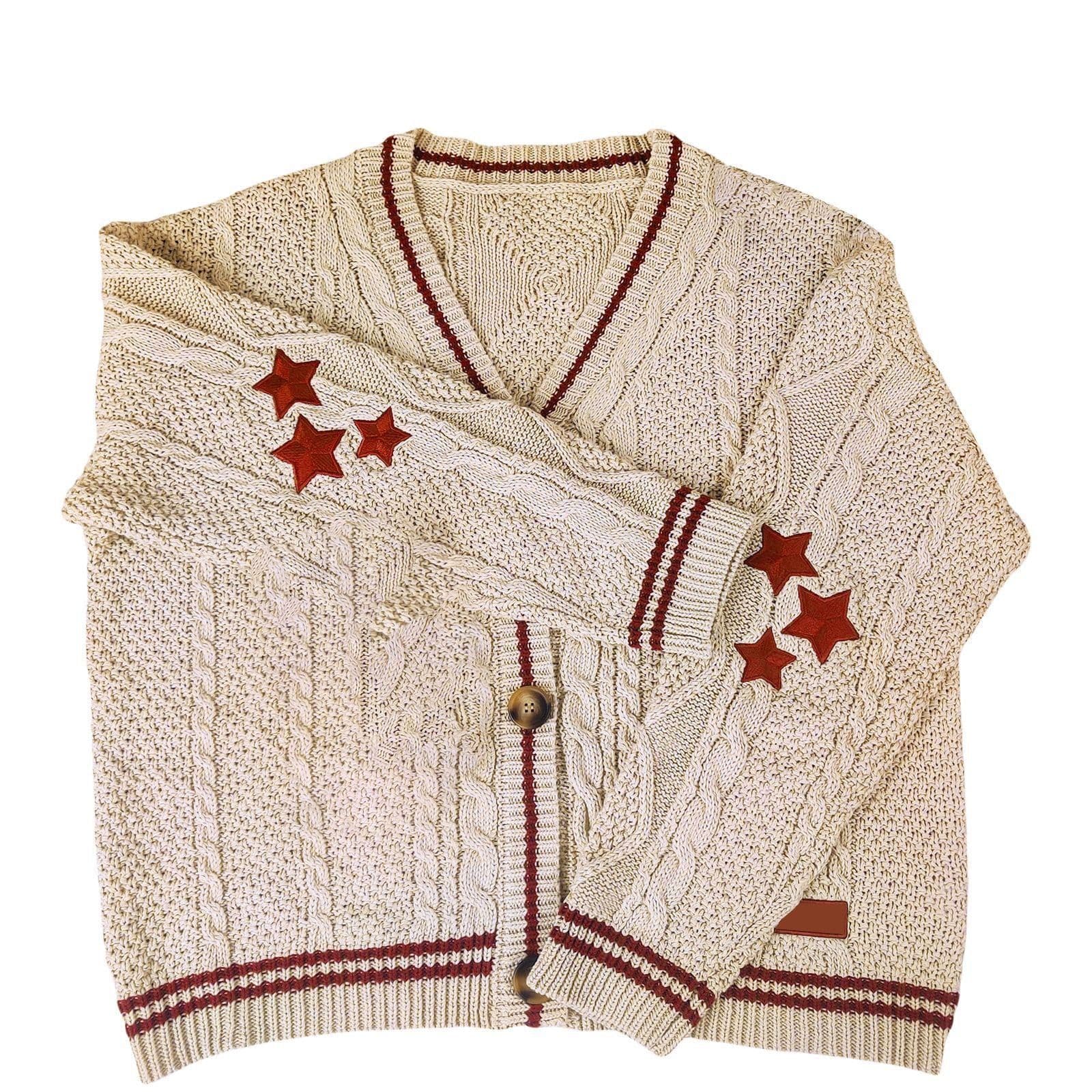 image-European and American clothing foreign trade autumn and winter AliExpress knitted embroidered cardigan temperament age-reducing loose casual sweater jacket