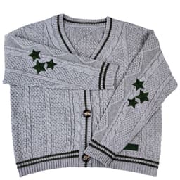image-European and American clothing foreign trade autumn and winter AliExpress knitted embroidered cardigan temperament age-reducing loose casual sweater jacket