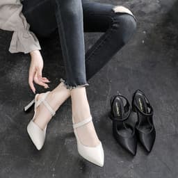 image-Temperament Sandals Women's Summer 2022 New Thick Heel Medium Heel Soft Leather Strap-toe Fashion Women's Shoes High Heels