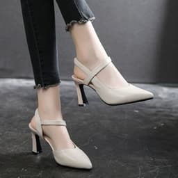 image-Temperament Sandals Women's Summer 2022 New Thick Heel Medium Heel Soft Leather Strap-toe Fashion Women's Shoes High Heels