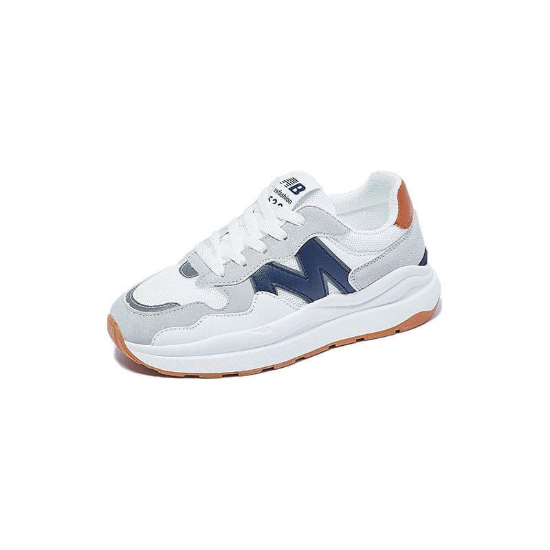 image-Women's Dad Shoes - Striped Rice Flour Casual Sneakers