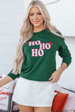 image-Evergreen Embroidered Letter Christmas Sweatshirt