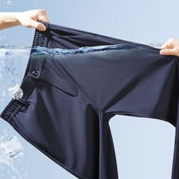 image-Men's Ice Silk Summer Trousers - Blue High Elastic
