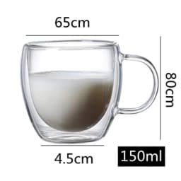 image-Double-Layer Borosilicate Glass Coffee Cup - 450ml