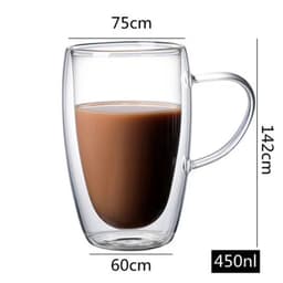 image-Double-Layer Borosilicate Glass Coffee Cup - 450ml