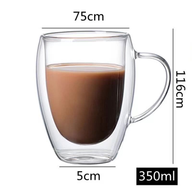 image-Double-Layer Borosilicate Glass Coffee Cup - 450ml