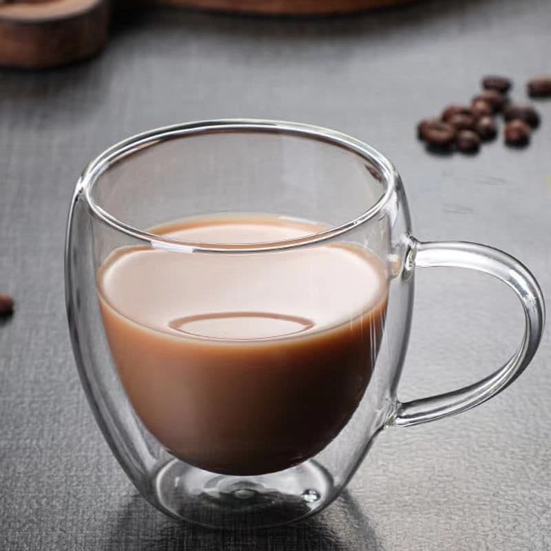 image-Double-Layer Borosilicate Glass Coffee Cup - 450ml
