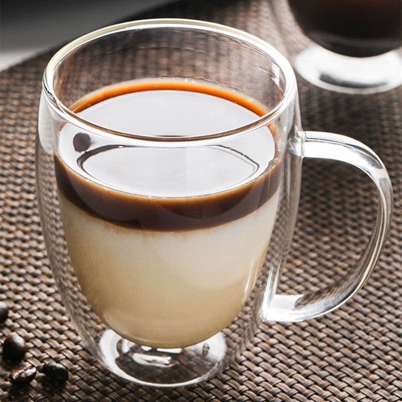 image-Double-Layer Borosilicate Glass Coffee Cup - 450ml