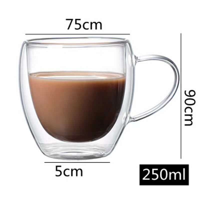 image-Double-Layer Borosilicate Glass Coffee Cup - 450ml