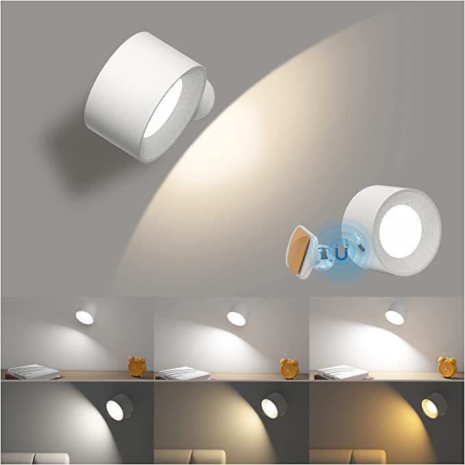 image-USB Rechargeable LED Wall Lamp - Touch Control Bedside
